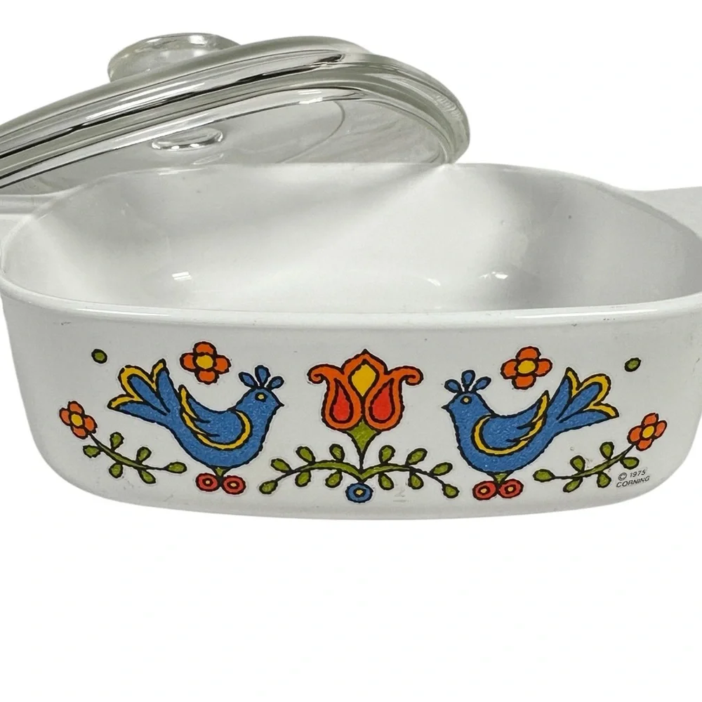 VINTAGE 1975 CORNING WARE Bluebird Of Happiness 1 Qt Casserole Dish with Lid - Picture 3 of 10